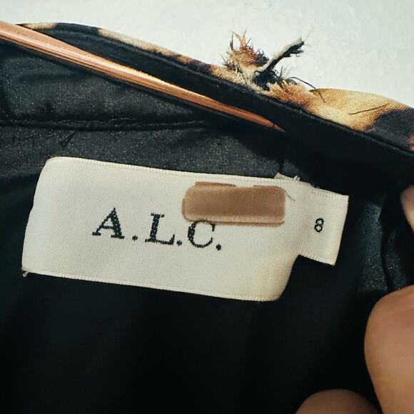 A.L.C. ALC Brown Tan Leopard Gabriela Gown Silk Formal Cut Out Maxi Dress Size 8 - Picture 8 of 11